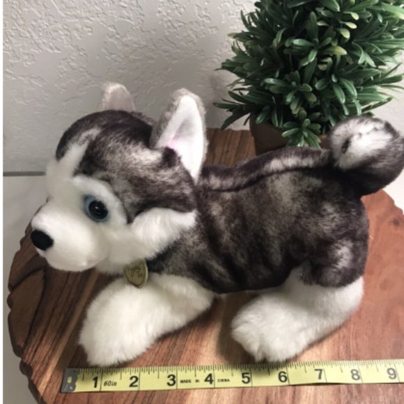 Aurora Miyoni Tots Siberian Husky Puppy Plush 10" Soft Toy Realistic EUC Collar - Picture 4 of 7